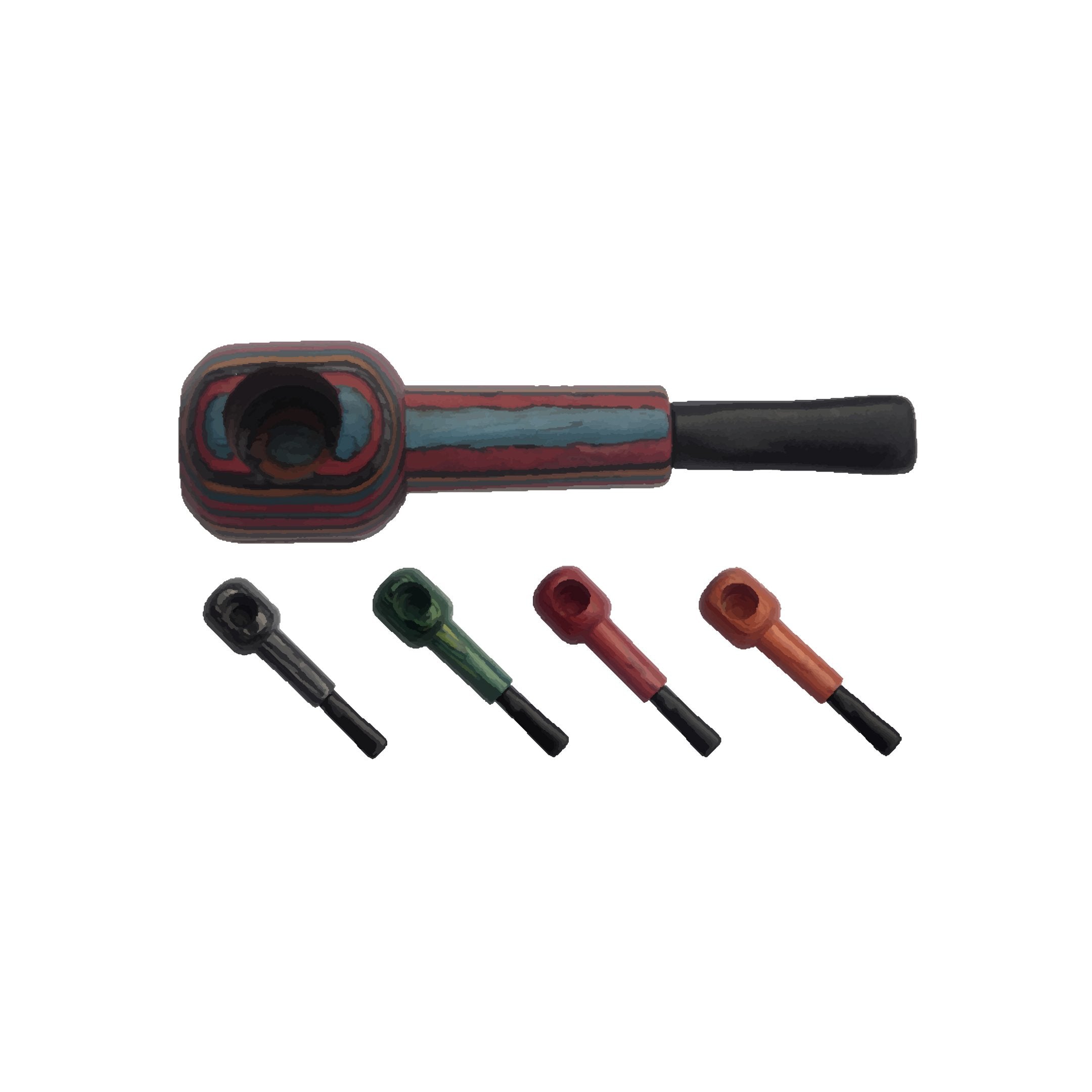 Wooden Pipe ROUNDED GREEN (Design C.)