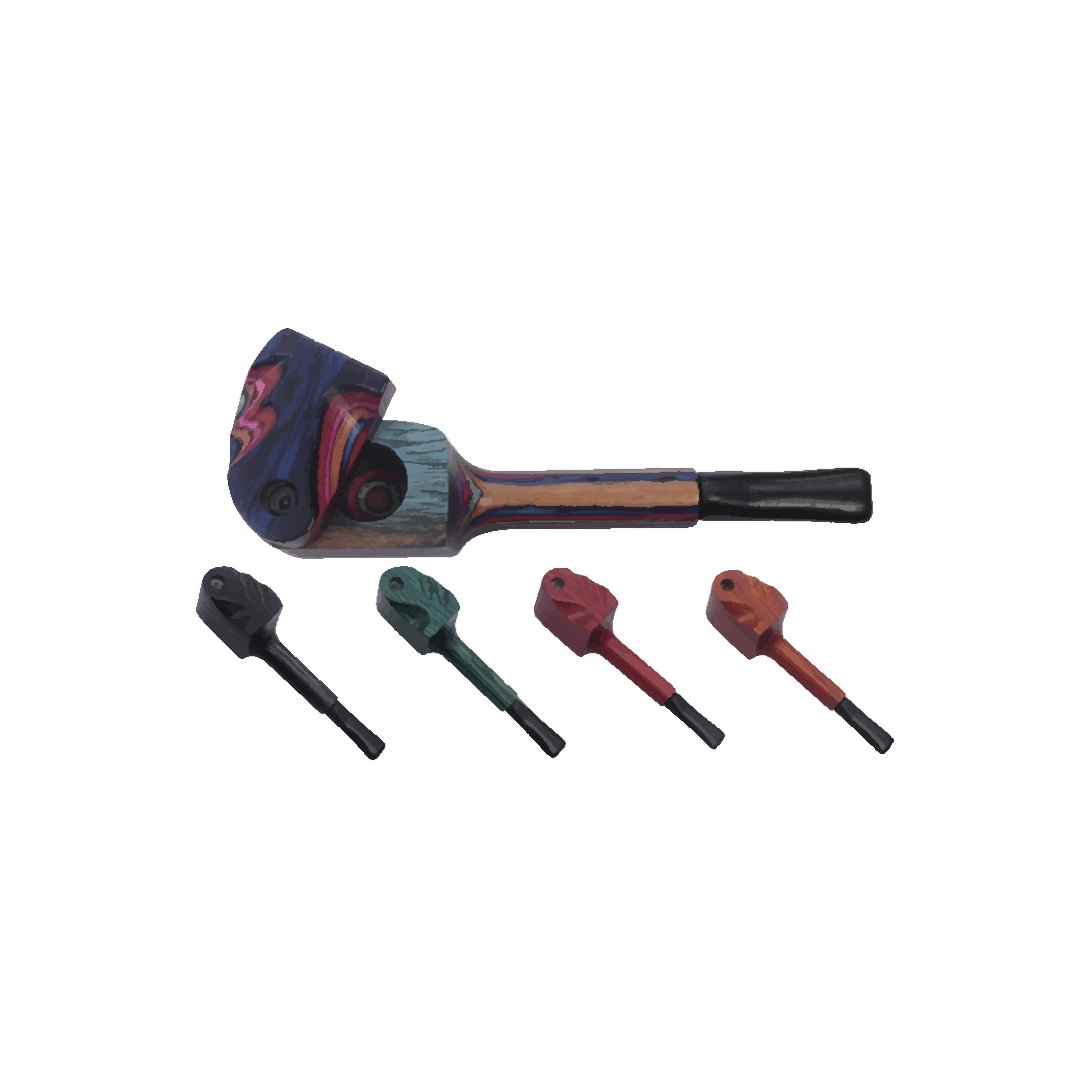 Wooden Pipe W/ COVER FANCY RAINBOW (Design B.)